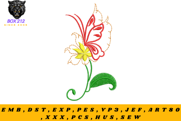 Beautiful Flower with Butterfly: A Festive Embroidery