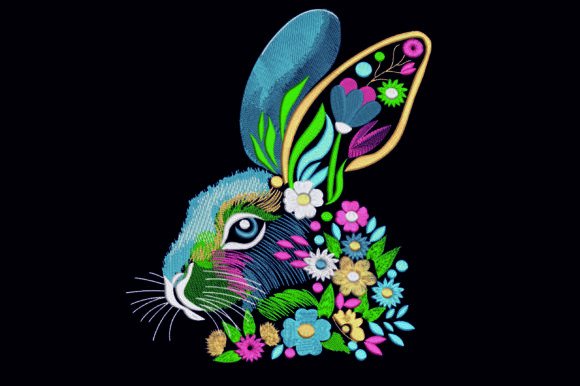 Bunny Face Embroidery Design for Chic Apparel
