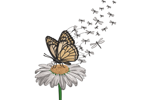 Butterfly and Daisy: A Delicate Embroidery Design