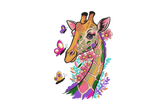Charming Floral Giraffe for Unique Embroidery