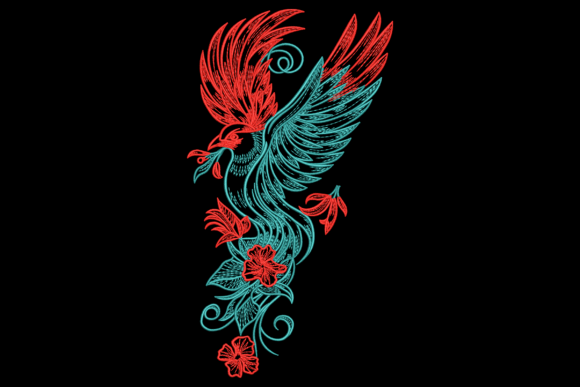 Charming Phoenix with Floral Accents