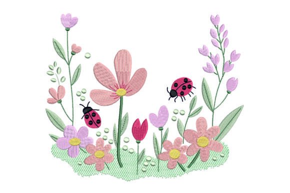 Charming Summer Wildflowers Embroidery Design