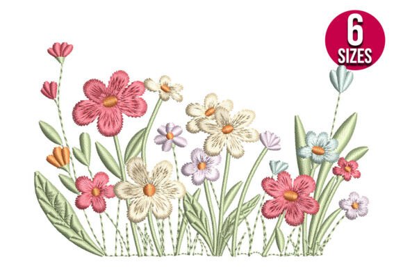Charming Wildflowers Border for Seasonal Embroidery
