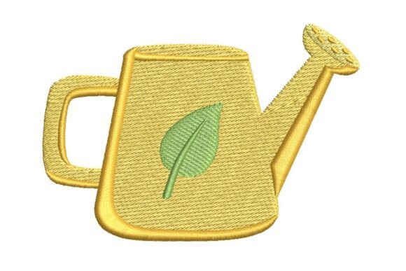 Charming Yellow Watering Can for Seasonal Embroidery