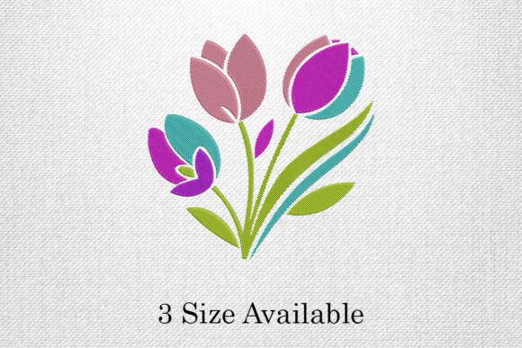 Colorful Tulip Bouquet: A Vibrant Embroidery Choice