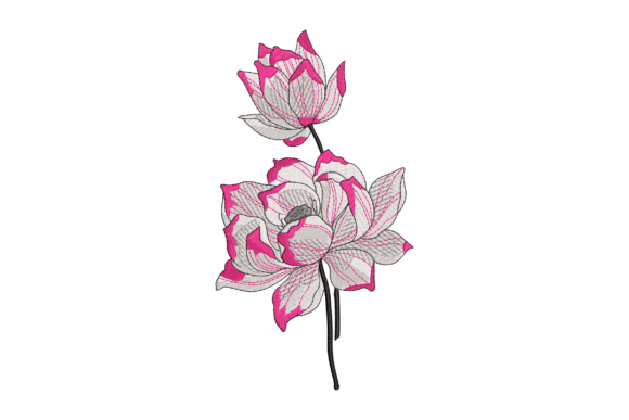 Delicate Lotus Blossom Embroidery Design