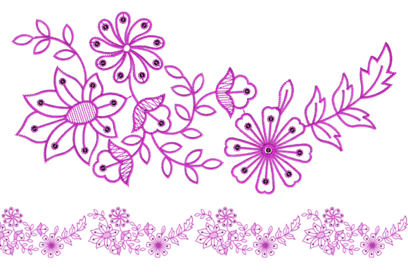 Elegant Botanical Embroidery Design for Apparel
