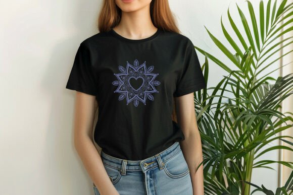 Elegant Heart Mandala Monogram Embroidery