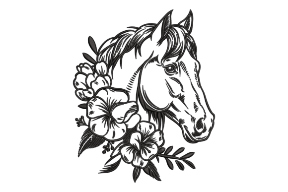 Elegant Horse and Floral Line Art Review