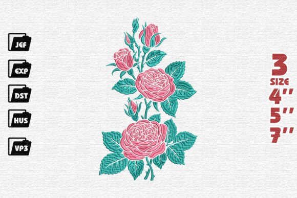 Elegant Pink Roses for Holiday Embroidery