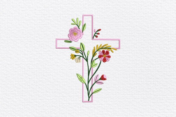 Floral Faith Cross: A Versatile Embroidery Design