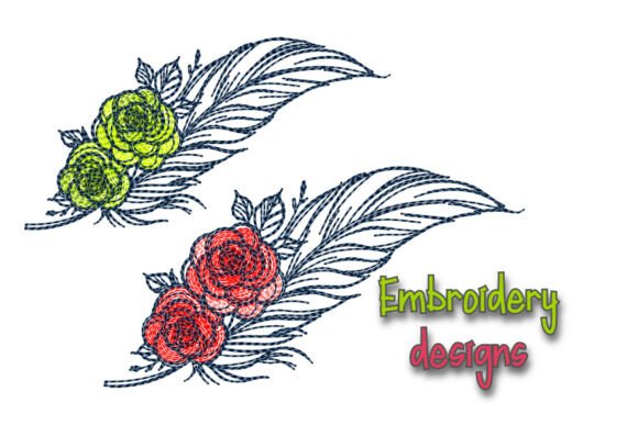 Floral Feather Embroidery: A Touch of Elegance