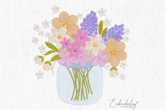 Flower Bouquet in Vase: A Versatile Embroidery Design