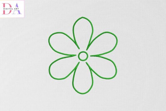 Green Outline Flower: A Minimalist Embroidery Delight