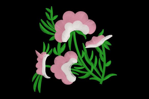 Pink Bell Flowers: A Delicate Embroidery Design