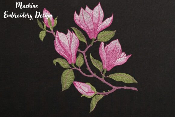 Spring Magnolia Flowers Branch Black: A Delicate Touch