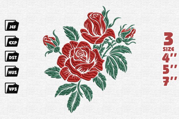 Timeless Romance Roses: A Classic Embroidery Design