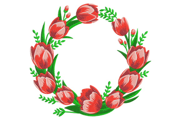 Tulips Floral Frame: A Charming Embroidery Design