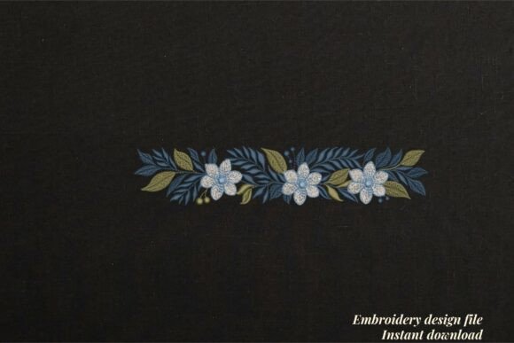 Vintage Blue Floral Leaf Border for Holiday Elegance