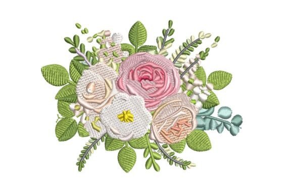 White and Pink Bouquet: A Delicate Embroidery Design
